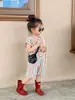 Ropa infantil de estilo coreano para el verano de 2024, mono de cuadros tipo burbuja de pierna ancha para niñas, mono tipo pijama de cuadros para bebé