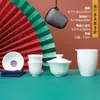 Juego de Té Portátil de Porcelana Blanca tipo Cápsula Juego de Té Kung Fu Taza de Té de Viaje Una Tetera Tres Tazas Regalo con Logo para Regalar