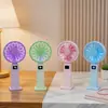 Design de Cores Fresco e Simples, Ventilador de Carregamento para Mesa com Suporte, Ajuste de Velocidade Contínuo, Display Digital, Ventilador USB Inteligente com Luz
