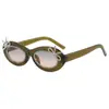 Gafas de Moda Transfronterizas Europeas y Americanas con Montura Ovalada Nueva, Gafas de Sol de Moda Personalizadas con Diamantes, Gafas de Sol Lindas y Versátiles de Estilo Callejero