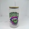 Copo Mason Jar de Vidro 16oz para Cerveja Cola Água com Logotipo Personalizado de Natal em Estoque Transfronteiriço Sublimação