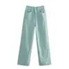 Calça Rosa Curta Jeans Reta Feminina Verão Estilo Coreano Para Gordinhas Modelagem Solta Cintura Alta Calça Wide Leg