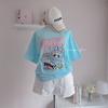 Camiseta holgada de manga corta con estampado para niña, estilo informal, a la moda y antiedad, bonita y combinable para verano