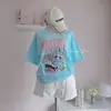 Camiseta holgada de manga corta con estampado para niña, estilo informal, a la moda y antiedad, bonita y combinable para verano