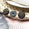 CHENGXIN - Hebilla de suéter de tweed con botones metálicos bicolores de estilo retro para mujer, estilo casual, cierre de chaqueta