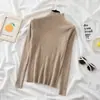 Suéter de punto fino con cuello medio para mujer, capa base, otoño e invierno 2026, diseño de canalé, corte ajustado, capa interior, top de manga larga