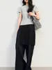 Camiseta Tencel Estilo Básico Simples e Elegante Gola Redonda Manga Curta para Mulheres 2026 Verão Nova Versátil Casual Solta