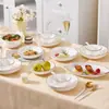 Conjunto de Tigelas de Cerâmica Jingdezhen para Uso Doméstico 2026 Novo Modelo Conjunto de Tigelas e Pratos com Cor Underglaze Conjunto de Louças Domésticas Tigela