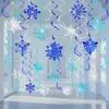 Tema de Invierno Copo de Nieve Espiral Colgante Brillante con Purpurina Copo de Nieve Espiral Colgante Adorno Colgante de Copo de Nieve Navideño