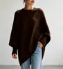 Suéter de punto oversized con cuello redondo, transfronterizo europeo y americano, otoño/invierno 2026, marca independiente, estilo holgado y relajado, suéter de color liso para mujer