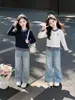 Conjunto de Primavera y Otoño para Niñas 2026 Nuevo Estilo Camiseta Falsa de Dos Piezas Infantil Moda de Niña Conjunto de Dos Piezas de Otoño Tendencia
