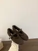 Zapatos planos de ante peludo estilo hada para mujer, nuevo estilo otoño e invierno 2025, zapatos Mary Jane cálidos de felpa, zapatos Birkenstock, zapatos de algodón