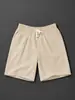 Shorts Masculino de Algodão e Linho para o Verão 2026, Cor Sólida, Cintura Elástica, Confortável e Respirável, Shorts de Praia de Algodão e Linho para Homens