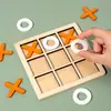 Jogo de Tabuleiro de Madeira Transfronteiriço Jogo da Velha Três em Linha Tic-Tac-Toe Brinquedo Grade de Nove Quadrados Peças de Xadrez de Três Peças Jogo de Batalha Interativo Pai-Filho para Mesa