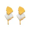 Brincos de Aço Inoxidável Artísticos Frescos Folha de Ginkgo Moda Versátil Brincos Temperamento Coreia do Sul Personalidade Estilo Mori Novos Brincos
