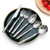 Conjunto de Talheres de Cerâmica com Cabo de Bambu - Faca, Garfo, Colher, Colher de Chá, Garfo de Chá, Utensílios de Mesa Domésticos de Aço Inoxidável 304 de Grau Alimentício