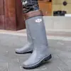 Sapatos de chuva transfronteiriços novos proteção do trabalho sola grossa 45CM extra altos masculinos resistentes ao desgaste antiderrapantes impermeáveis tubo longo sapatos d'água canteiro de obras