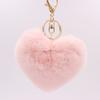 Llavero de Peluche con Forma de Corazón Rojo de Moda para Pareja, Colgante de Bola de Pelo de Conejo Sintético para Bolso, Accesorio para Coche al por Mayor