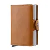Cartera con tarjetero automático emergente de metal PU con patrón de fibra de carbono integrado, billetera plegable de aleación de aluminio, productos genuinos para hombre, anti-magnética