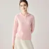 Nueva Sudadera con Capucha de Punto 100% Cachemir Puro Kang Sai Ni para Mujer con Hebilla Suéter Versátil de Color Sólido Elegante Top Holgado