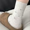 Meias Femininas bege de cano médio, Meias de Algodão com Flores Pequenas Florais para Primavera e Outono, Estilo Retrô Japonês Tendência, Adequadas para Sapatos Birkenstock, Meias Largas