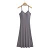 CAN2554-25 Primavera Nueva Estilo Europeo y Americano Pura Falda Larga de Cuello Colgante Vestido de Caída Alta