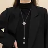 Cadena de Suéter Estilo Coreano Otoño e Invierno Cadena Ajustable Versátil Simple Larga Cadena Giratoria de Copo de Nieve Accesorios de Ropa de Alta Gama para Mujer