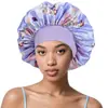 Gorro de Dormir Nuevo Estampado Moda Europea y Americana Elástico de Ala Ancha Cuidado del Cabello Gorro Redondo de Satén Gorro