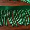 Accesorios de abalorios hechos a mano de alta resistencia, ultra densos de 4 cm para manualidades, tubos de cuentas, borlas, flecos verdes y rojos, encaje para ropa