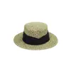 Sombrero de Paja de Verano de Alta Calidad Estilo Lujo Ligero Old Money con Cinta de Lino, Sombrero de Ala Plana Estilo Resort Francés para Mujer