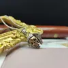 Collar colgante de calavera de plata de ley 925 versión coreana genial para hombres y mujeres hip-hop hiphop personalidad guapa con joyería T