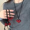 Collar Ancora Lazo Rojo para Mujer 2024 Nuevo Estilo Cadena de Suéter Minimizada Nicho Todo Fósforo Accesorios de Cordón de Cuero Negro
