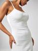 Vestido Chaleco de Punto Blanco Transfronterizo Europeo y Americano Sin Mangas Sexy Ajustado Calado Amor Oreja de Madera Lateral Abertura Falda para Mujer
