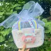 Canasta de Mano Arcoíris Regalo de Regreso Luna Llena del Bebé Año Viejo Banquete de los Cien Días de los Niños Regalo de Acompañamiento Caja de Regalo de Cumpleaños Tejida