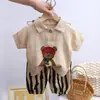 Traje de Algodón Hilo con Cuello Alto para Niños Verano Delgado Niños y Niñas Algodón Puro Ropa de Casa Gasa para Bebé Ropa de Aire Acondicionado Ropa para Niños