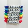 Pulsera de Cerámica Suave Hecha a Mano Estilo Bohemio Popular en AliExpress Pulsera de Color Arcoíris con Letra Inglesa Venta al por Mayor