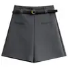 Shorts de Traje Negros Sueltos de Pierna Recta para Mujer Primavera/Verano Nuevos de Cintura Alta Estilo Coreano Pantalones Casuales Ropa Exterior Shorts de Línea A Shorts de Glúteo