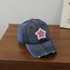 Chapéu infantil com estrela de cinco pontas, boné de beisebol em jeans, estilo hip-hop para primavera e outono, boné de beisebol para meninos e meninas