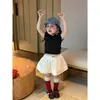 Conjunto de Niña 2026 Verano Nuevo Estilo Moda Coreana Falda Corta y Camiseta Elegante Conjunto Casual de Dos Piezas para Niñas