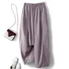 Fotos reales de la nueva colección de otoño 2026: Pantalones casuales de algodón y lino holgados y de pierna ancha con cintura elástica, pantalones largos de moda y versátiles para mujer