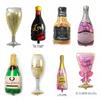 Nueva copa de vino grande, botella de vino, globo de película de aluminio, decoración para cumpleaños, decoración de habitación, botella de cerveza, champán