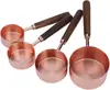 Juego de ocho cucharas medidoras y tazas medidoras de acero inoxidable con mango de madera de acacia, utensilios de cocina para hornear, juego de cucharas medidoras y básculas de bar.