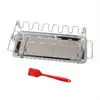 Rack Plegable de Acero Inoxidable para Piernas de Pollo, Parrilla Barbacoa con Bandeja Base para Asar Pollo, Suministro Directo del Extranjero