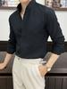 Tecido seersucker primavera e verão fino camisa masculina de manga comprida nova gola casual chinesa base masculina camisa popular online