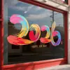 2027 Pegatinas Decorativas Coloridas de Año Nuevo del Año de la Cabra Festival de Primavera Pegatinas Electrostáticas Decoración de Ventanas Puertas de Vidrio Flores para Ventana