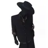 Camisa de retazos con estampado de leopardo, imitación de dos piezas, negra, de alta gama para hombre, elegante, de manga larga, atuendo de modelo para hombre, chaqueta estilo "El Padrino"