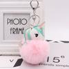 Colgante de bolso con forma de bola de pelo de unicornio, imitación de conejo Rex, llavero con forma de bola de pelo a juego, colgante de coche de peluche de poni, venta al por mayor