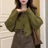 Suéter Curto de Tricô Outono e Inverno Novo Estilo Coreano Solto Emagrecedor Suéter Cardigan Roupa Exterior Feminina Top Morcego