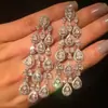 Pendientes Elegantes de Borlas de Moda Europea y Americana 2026, Pendientes Largos Completos de Diamantes para Fiestas, Pendientes de Lujo y Gama Alta