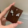 Brincos de Gota Florais Escovados Assimétricos com Zircônias de Luxo Leve e Alto Padrão Design de Nicho Brincos Versáteis e Exquisitos